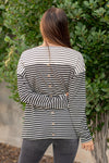 Mixed Striped Knit Top - Black