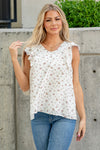 Swiss Dot Floral Top - Redberry