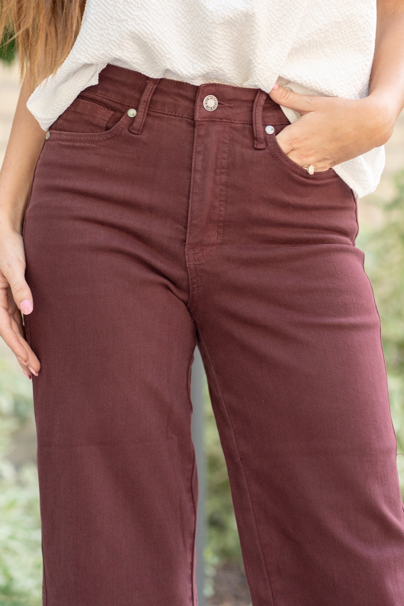 Judy Blue Jeans  Plus Size Oxblood Tummy Control Top High Rise
