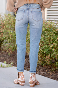 Newport High Rise Cuffed Button Fly Mom Jeans