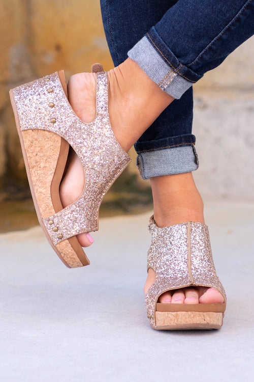 Glitterati Culver Wedge Sandals - Gold