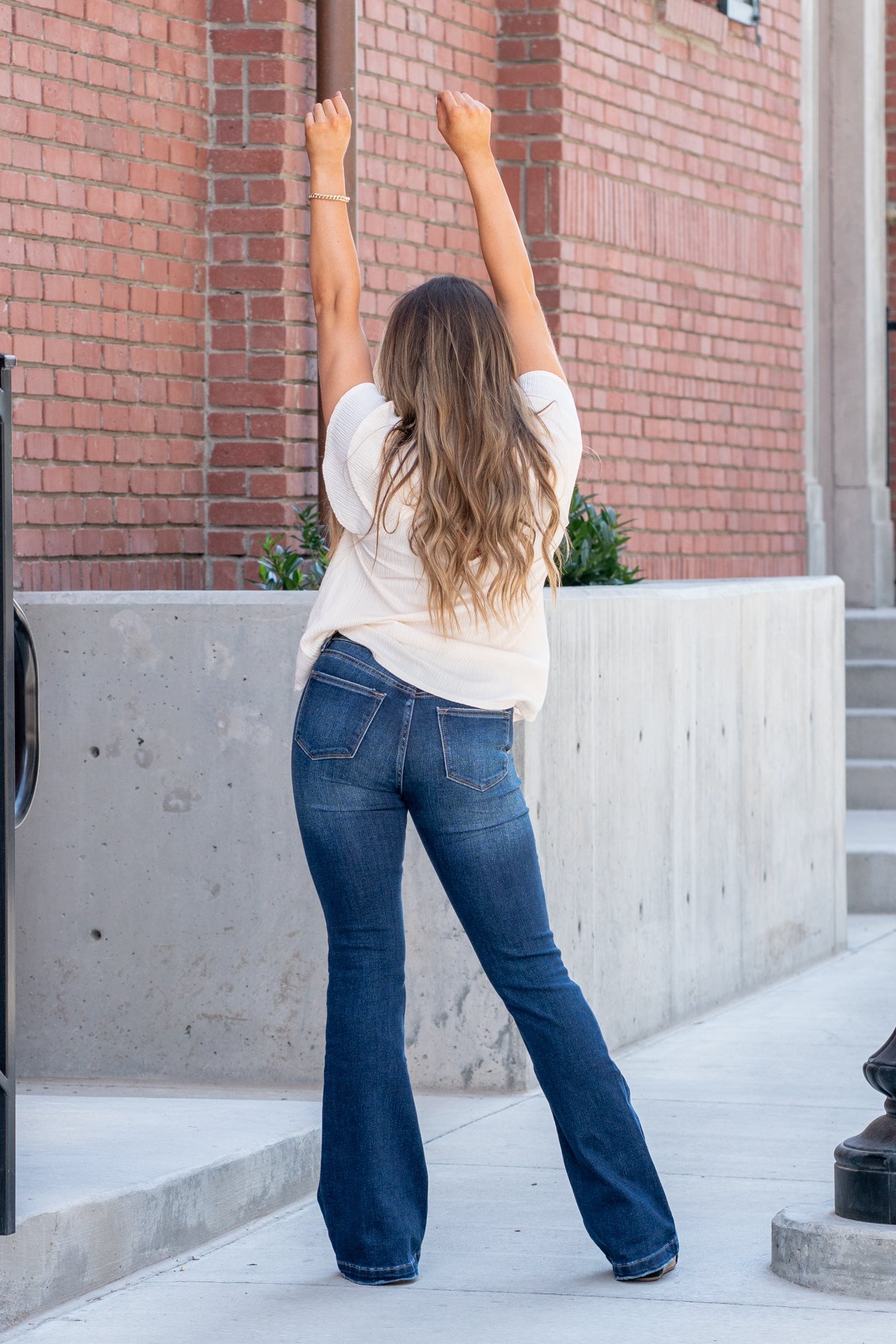 KanCan Jeans  Collection: Core Style  Flare, 34" Inseam* High Rise, 8.5" Front Rise* Dark Blue Wash  COTTON 94% POLYESTER 5% SPANDEX 1% Fly: Exposed Button Fly Style #: KC6327FD Contact us for any additional measurements or sizing.  *Measured on the smallest size, measurements may vary by size.