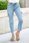 Mightily Mid Rise Slim Straight Cargo Jeans