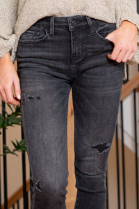 Well Made Mid Rise Uneven Hem Ankle Skinny