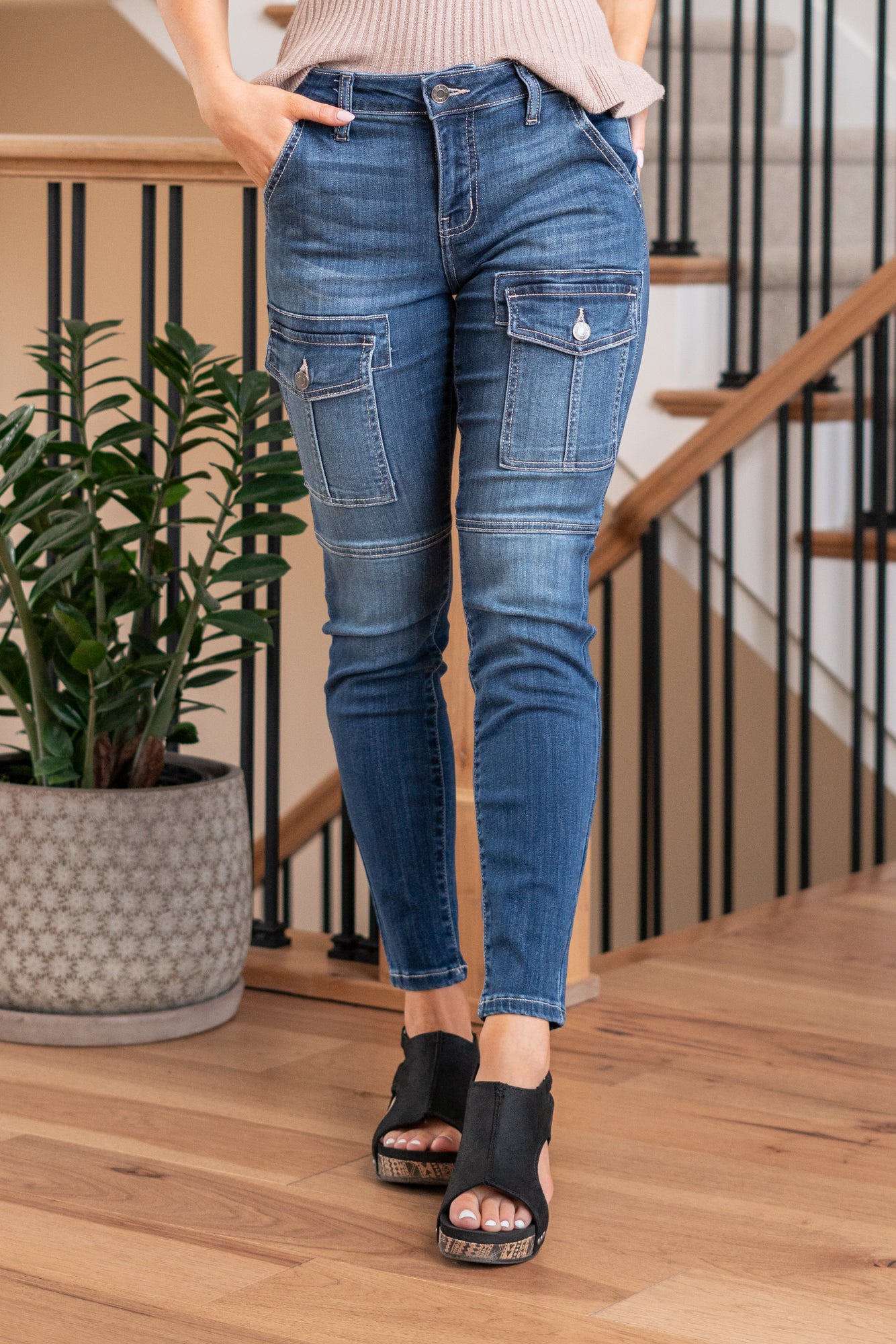 Cello Jeans  Nail a trendy and versatile look with these Mid Rise Skinny Jeans in a medium wash. These jeans feature a stylish mid-rise fit and unique front patched pockets, adding a touch of fashion-forward flair to your outfit. Cut: Skinny, 28" Inseam*  Rise:-Rise, 9" Front Rise* Color: Medium Wash  68% Cotton 24% Lyocell 7% Elasterell 1% Spandex Fly: Zipper    Style #: WV19026T