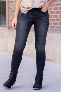 Noteworthy Mid Rise Uneven Hem Cropped Skinny