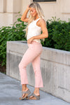 Powdery Pink Mid Rise Crop Straight