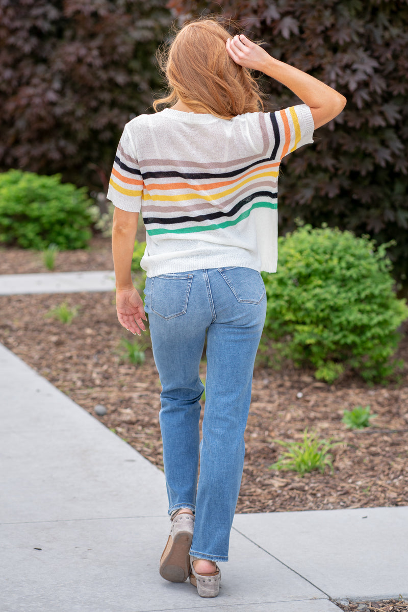 Low Gauge Sweater Top - Color Striped