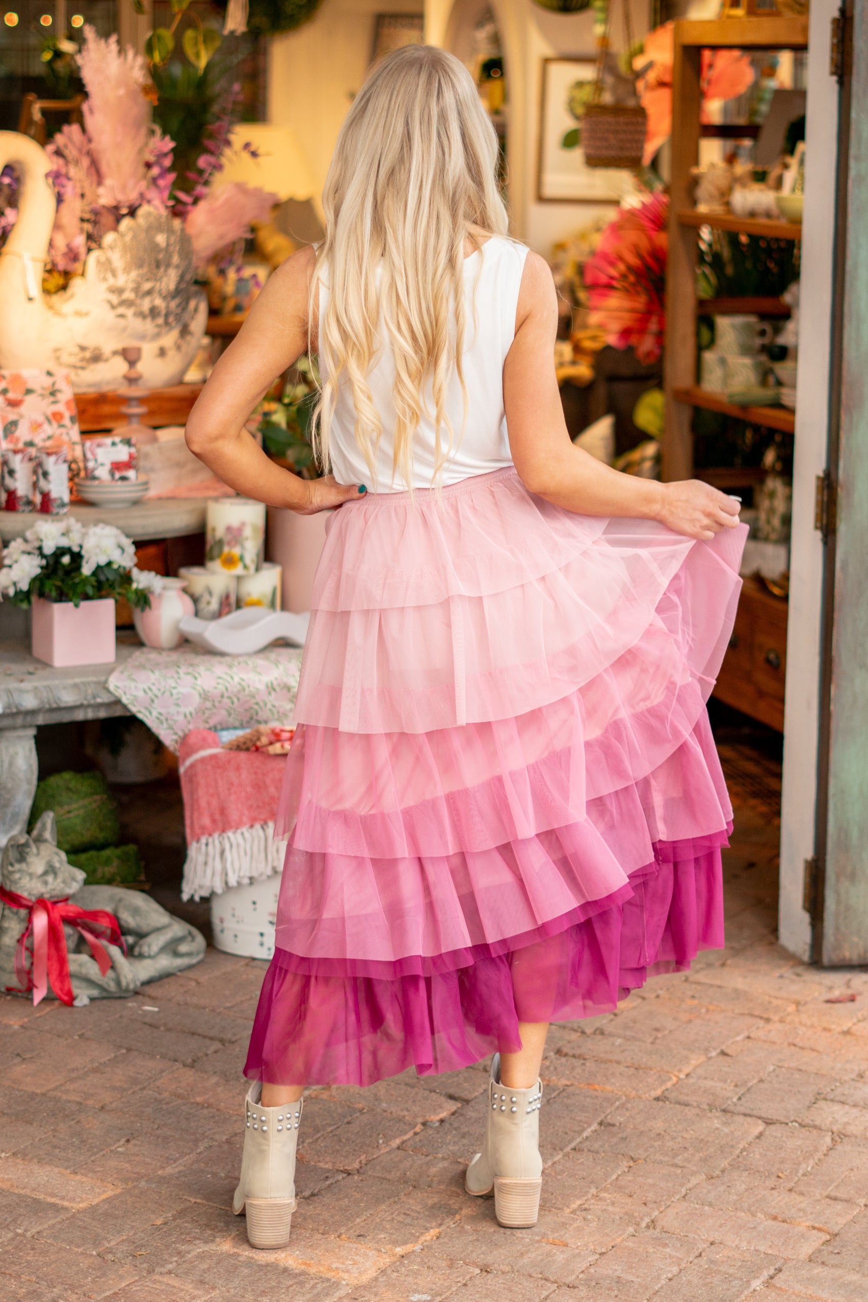 Miss Adelia  Gradient Style Tiered Mesh Maxi Skirt