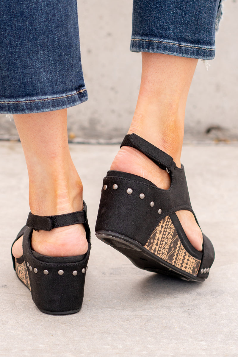 Tabitha Wedge Sandals - Black