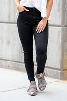 KanCan Jeans  These skinny high-rise jeans have a perfect high-rise fit. Wear with everything this winter! Color: Black Cut: Skinny, 29.5" Inseam* Rise: High-Rise, 10.5" Front Rise* 72%COTTON, 25%POLYESTER, 3%SPANDEX Stitching: Classic Fly: Zipper Style #: KC7085HTBK Contact us for any additional measurements or sizing. 