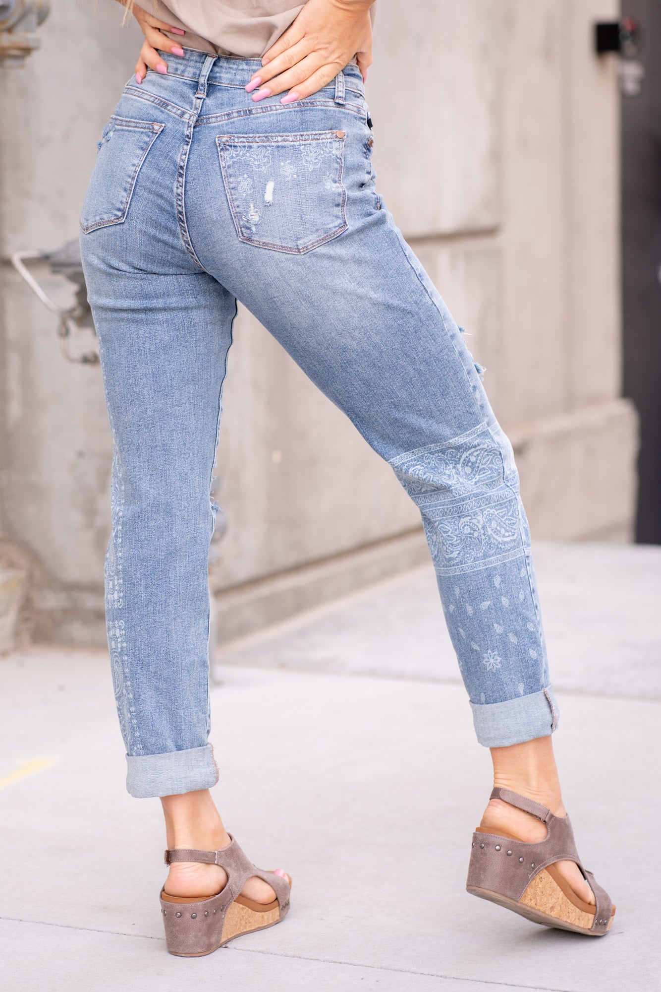 Buy Blue High Rise Cloud Print Mom Jeans for Women, ONLY