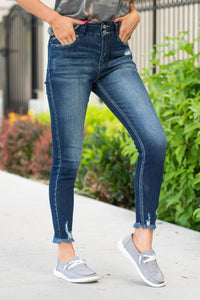 Cal High Rise Double Button Ankle Skinny Reg & Plus Sizes