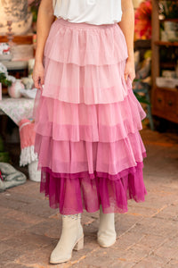 Miss Adelia  Gradient Style Tiered Mesh Maxi Skirt