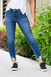 KanCan Jeans Color: Dark Wash Ankle Skinny, 27" Inseam* High Rise, 9.75" Front Rise* Fray Hem Ankle 93% COTTON , 5% POLYESTER , 2% SPANDEX Fly: Zipper Style #: KC9216D Contact us for any additional measurements or sizing.    *Measured on the smallest size, measurements may vary by size. 