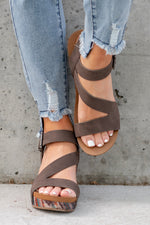 Giavanna Wedge Sandals - Brown