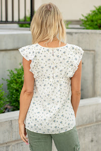 Swiss Dot Floral Top - Blueberry