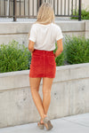 Plus Size Rust High Rise Corduroy Skirt