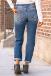 KanCan Jeans  These mid-rise boyfriend jeans hit at exactly the right spot on your waist. With 100% cotton and no stretch, these will mold to your body as you wear   KanCan Stretch Level: Comfort Stretch   Color: Medium Blue Wash Cut: Boyfriend, 27" Inseam Rise: Mid-Rise, 9" Front Rise 100% Cotton Stitching: Classic  Fly: Zipper Style #: KC70010M Contact us for any additional measurements or sizing. 