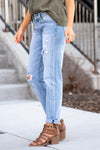 KanCan Jeans Collection: Restock Fall 2020 Color: Light Wash Cut: Cuffed Boyfriend, 27" Inseam Rise: Mid-Rise, 9" Front Rise 99% Cotton 1% Elastane Stitching: Classic Fly: Zipper Style #: KC7175L Contact us for any additional measurements or sizing.  Haley is 5’6" and wears size 1 in jeans, a small top and 7.5 in shoes. She is wearing a size 24/1 in these jeans.
