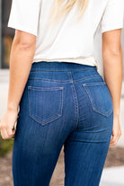 Cello Jeans Get comfortable and trendy in these ultra stretchy jeans. The dark wash flared jegging features a flattering flared fit, a faded wash, and light whisker detail. Additionally it has two faux front pockets and two back real pockets. Collection: Spring 2021 Pull On Flare  Color: Dark Blue Wash  Cut: Flare, 33" Inseam Rise: Mid Rise, 8.5" Front Rise 57% Cotton 26.4% Polyester 14.2% Rayon 2.4% Spandex Fly: Zipper Style #: AB35324DK Contact us for any additional measurements or sizing.