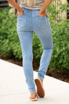 Cello Jeans Look and feel incredible in this stylish, yet versatile High Rise Distressed Skinny jeans. Additionally equipped with five pockets, belt loops and a zip fly closure. Collection: Spring 2021 Distressed Skinny Color: Light Blue Wash  Cut: Skinny, 29" Inseam Rise: High-Rise, 11" Front Rise 41% Cotton 42% Rayon 9% Lyocell 6% Polyester 2% Spandex Fly: Zipper  Style #: WV17551LTD Contact us for any additional measurements or sizing.