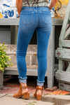 KanCan Jeans Color: Medium Blue  Cut: Skinny, 27.5" Inseam* Rise: Mid-Rise, 9" Front Rise* COTTON 94.9% POLYESTER 3.8% SPANDEX 1.3%  Stitching: Classic Fly: Zipper Style #: KC7321M Contact us for any additional measurements or sizing.    *Measured on the smallest size, measurements may vary by size. 