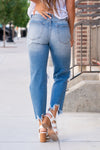 KanCan Jeans  With a high waist and mom fit, these will be your go-to jeans that will never go out of style. Color: Medium Blue  Cut: Mom Fit, 26.5" Inseam* Rise: High-Rise, 11" Front Rise* 100% Cotton Fly: Zipper Style #: KC7180M Contact us for any additional measurements or sizing.  *Measured on the smallest size, measurements may vary by size.