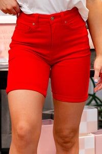 Red Tummy Control Bermuda Shorts