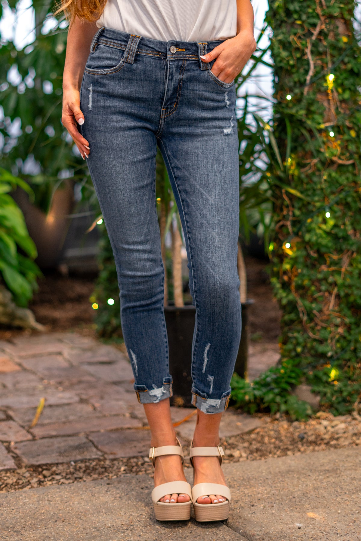 American Blues Denim Boutique - KanCan Jeans  Serenity Dart Detailed Mid Rise Skinny
