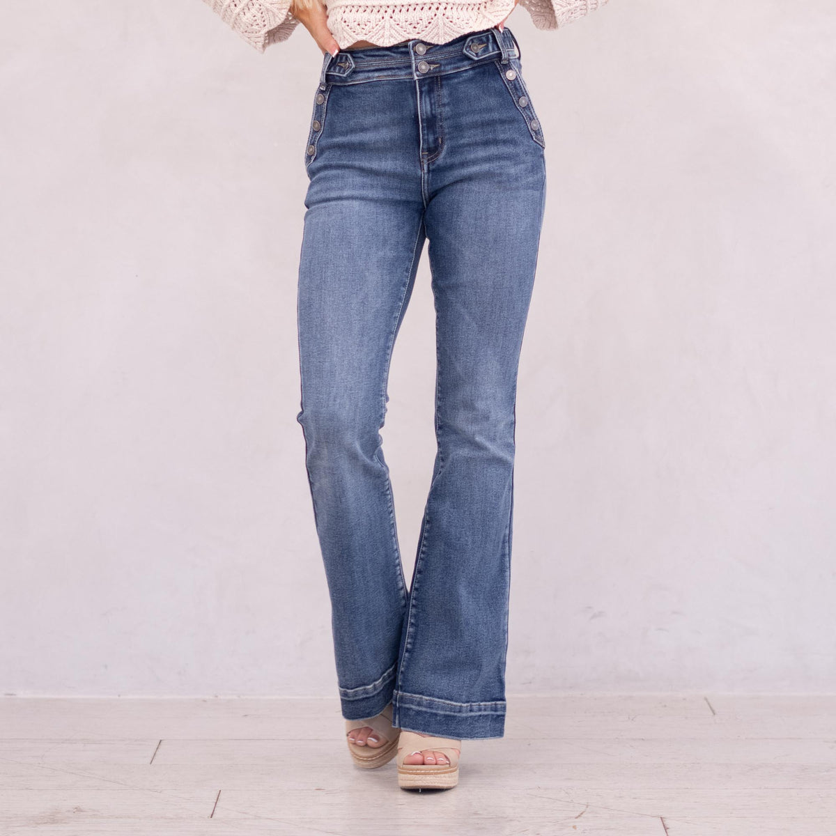 Kiery KanCan Kiery High Rise Flare Dark Blue Wash – American Blues