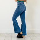 

Lovervet by VERVET&nbsp;

Designed with a super high rise and a clean, elongated flare, this style brings effortless polish to everyday denim. The full-length silhouette and tailored trouser hem create a sleek, elevated look that flatters from every angle. Crafted from comfort stretch denim, they offer structure with just the right amount of give. A timeless medium wash makes these easy to dress up or down.

Color Name: Glorious Bluss
Color: Medium Blue
Cut: Flare, 32" Inseam*
Rise: High-Rise, 11" Front R