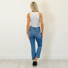 

Lovervet by VERVET&nbsp;

A flattering high rise meets a modern kick flare in this easy, everyday style. The cropped length and uneven raw hem add just the right amount of edge, while the medium wash keeps it effortlessly wearable. Made with comfort stretch denim, these jeans move with you without losing their shape. An elevated staple you’ll reach for season after season.

Color Name: Perfectly
Color: Medium Blue
Cut: Cropped Falre, 27" Inseam*
Rise: High-Rise, 10" Front Rise*

Material: 93% COTTON, 5% P