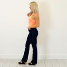 Lovervet by VERVET&nbsp;

This high-rise bootcut is designed with a seamless waistband for a smooth, flattering fit from waist to hip. The full-length leg and finished hem create a clean, polished silhouette that feels effortlessly put together. Crafted from comfort stretch denim, these jeans move with you while maintaining their shape. The rich dark wash makes this pair a timeless, dress-up-or-down staple.&nbsp;

Color Name: Exhilarating
Color: Dark Blue Wash
Cut: FIT, 33" Inseam*
Rise: High-Rise, 10" Fron