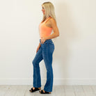 Lovervet by VERVET&nbsp;

Sleek and flattering, this high-rise bootcut features a seamless waistband for a smooth, polished fit. The clean cut raw hem and full-length silhouette create an effortlessly elongating look. Made with comfort stretch denim, these jeans offer all-day ease while holding their shape. A refined everyday style that pairs perfectly with everything from tees to tailored layers.

Color Name: Diantha
Color: Medium Blue Wash
Cut: Boot Cut, 33" Inseam*
Rise: High-Rise, 10" Front Rise*
Leg Op