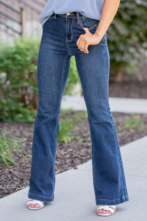Judy Blue Jeans Sunset Stroll High Rise Side Seam Flare JB82538 