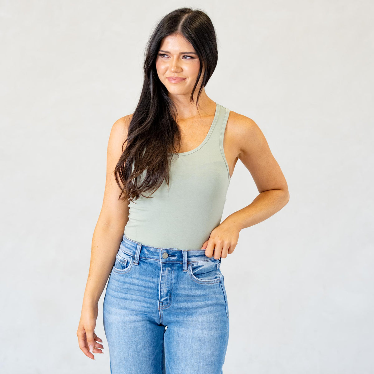 Cotton Racer Back Tank Top Bodysuit CT-4455BA – American Blues