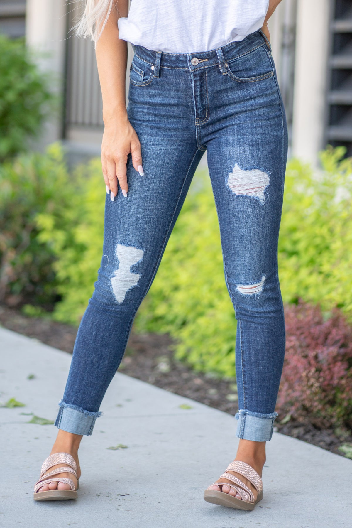 High Rise Cuffed Skinny Jeans main image 0