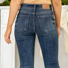 Judy Blue

Dark wash, soft stretch, just-enough destruction. A sleek flare with a frayed hem for that effortlessly lived-in vibe.

Color: Dark Blue Wash

Cut:&nbsp;Flare, 34" Inseam*
Rise: Mid Rise, 9.5" Front Rise*
Material: 93%Cotton / 6% Polyester / 1% Spandex
Stitching: Classic
Fly: Zipper
Style #:&nbsp;Style # JB82681 | # 82681

*Measured on the smallest size, measurements may vary by size.

Contact us for any additional measurements or sizing.