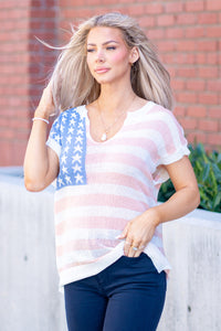 Americana Flag Striped Knitted Top