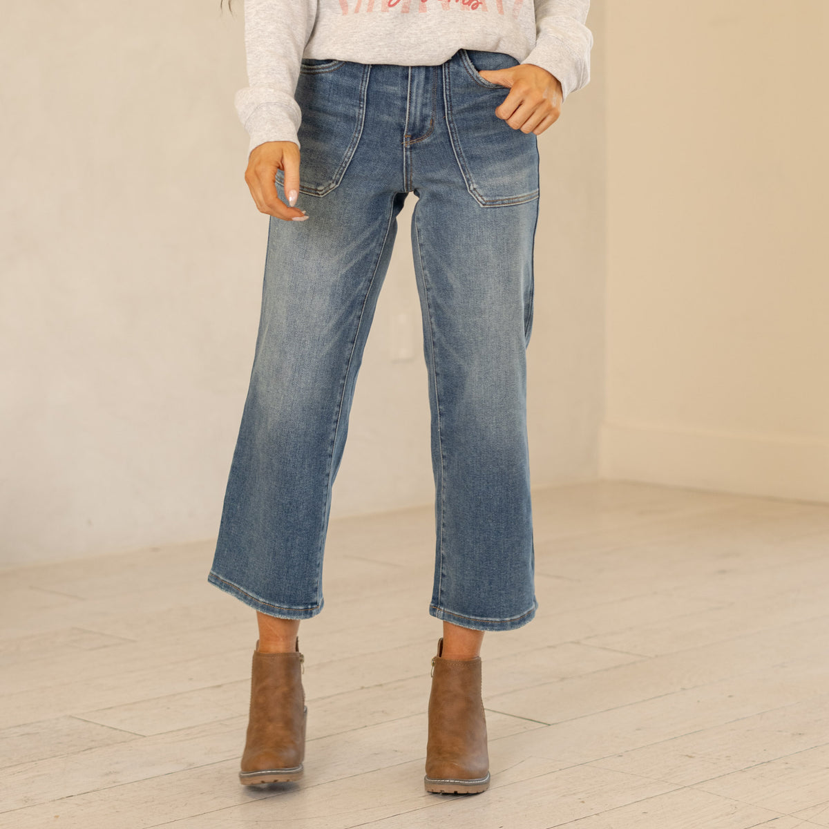 Judy Blue Jeans Utility High Rise Wide Leg Crop Draft Regular & Plus ...