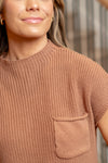 Mock Neck Short Sleeve Cropped Sweater