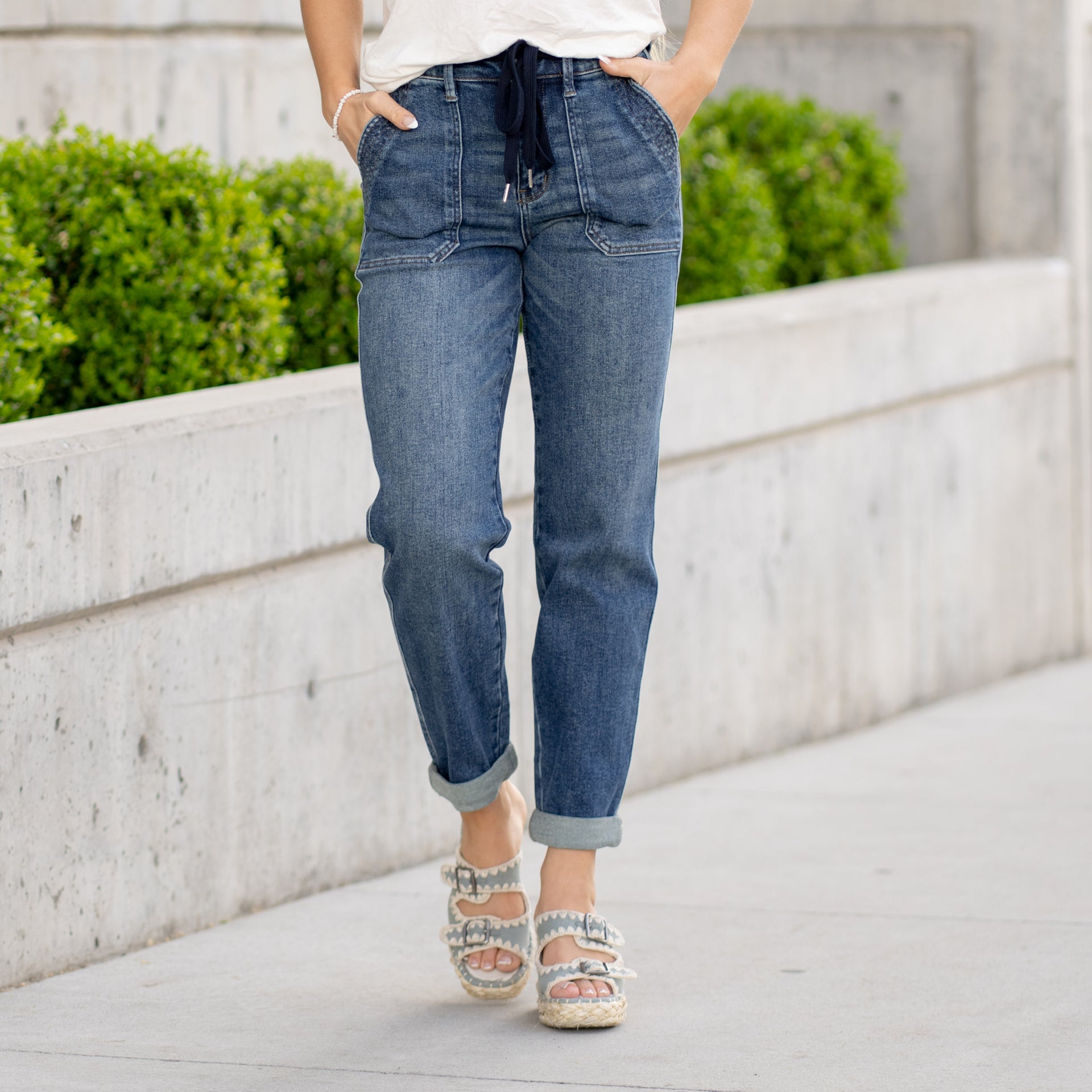 Womens Denim High Waisted Denim Joggers Acid Wash High Waisted