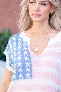 Americana Flag Striped Knitted Top
