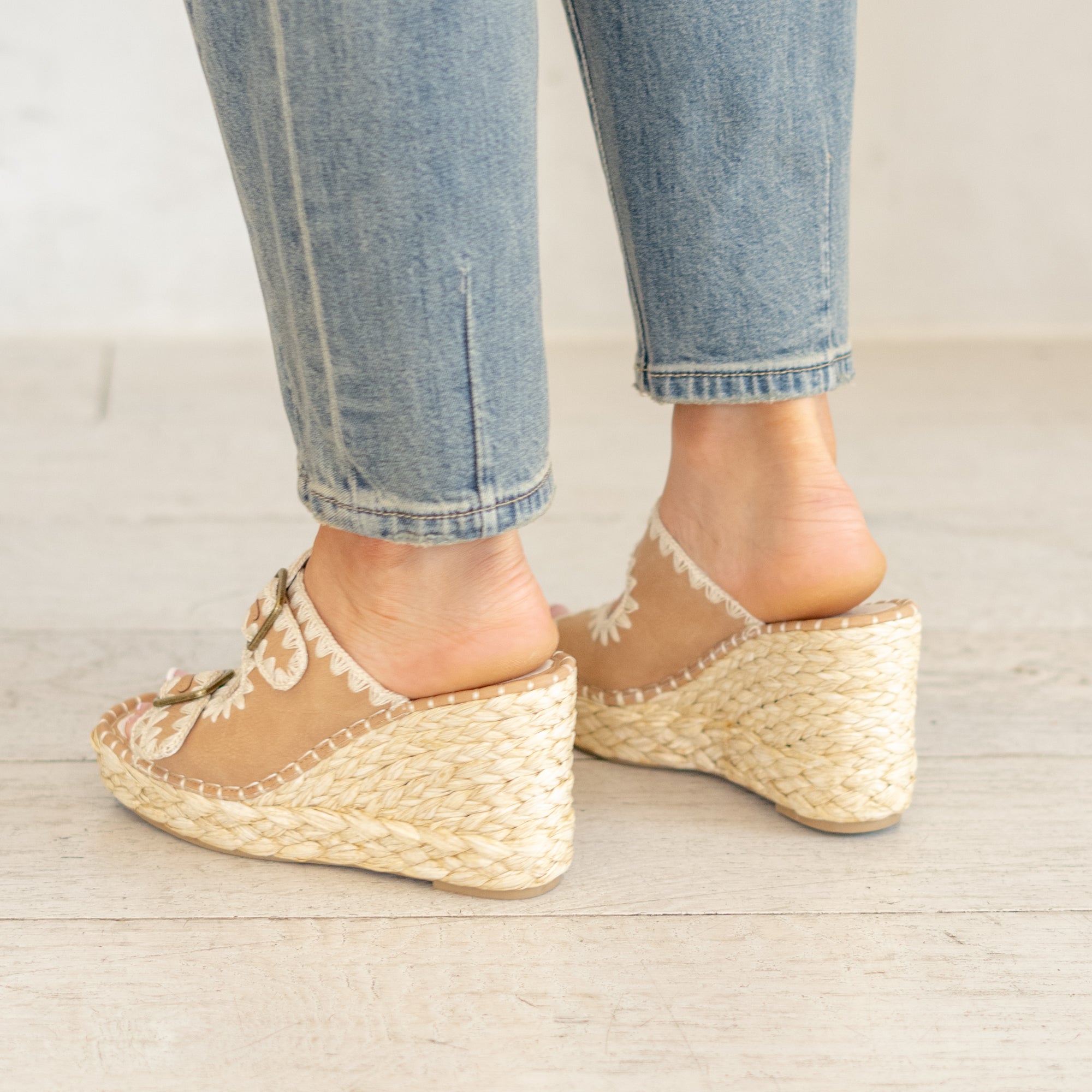 The Rae Embroidered Espadrille Wedges - Camel – American Blues