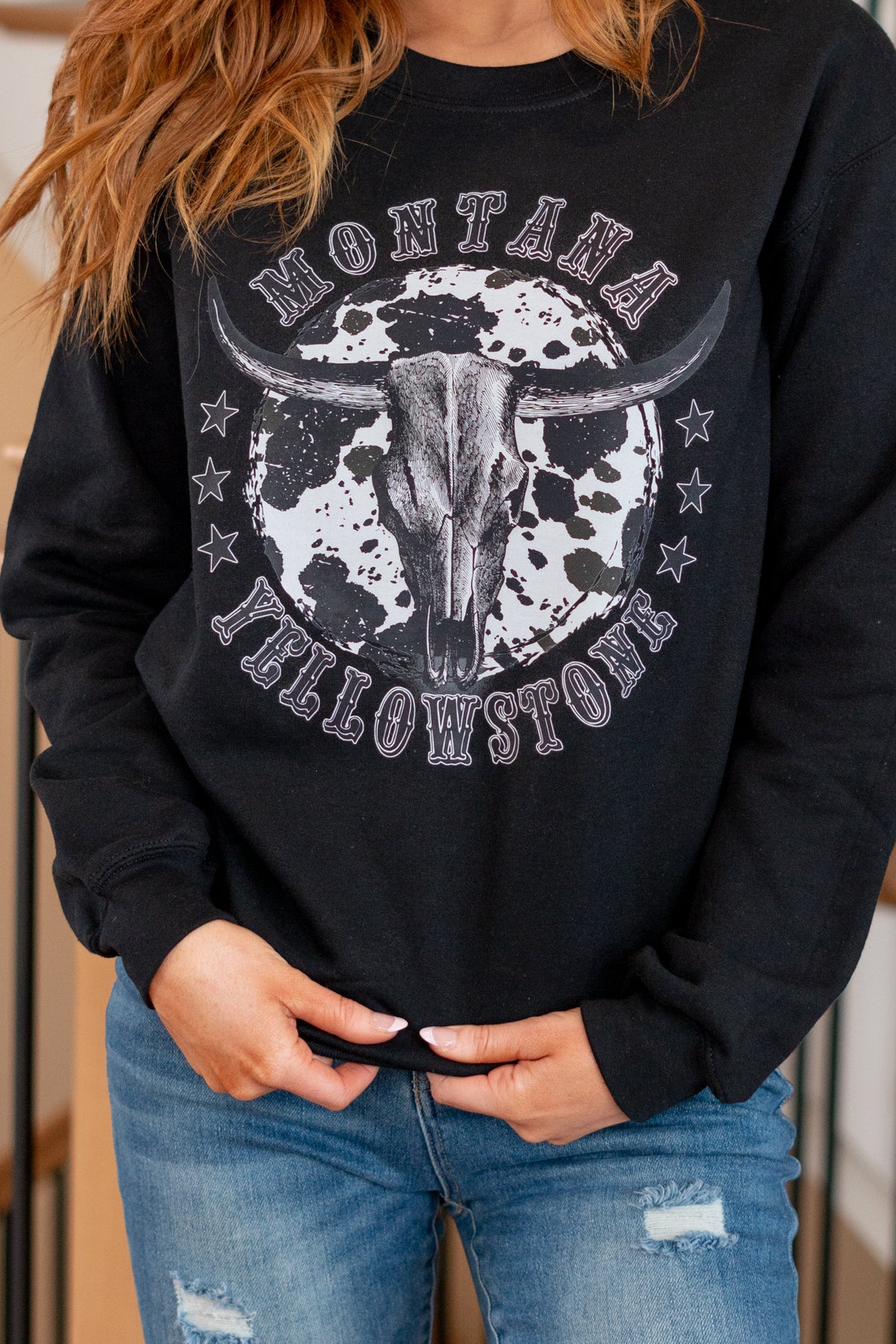 Yellowstone Montana Graphic Pull Over Sweater - Black
