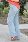 Vervet Flying Monkey Jeans  These jeans feature a high waist with a wide leg and is fitted throughout the hips. In the Come to Pass dark blue wash these jeans feature a cut hem with washing and fading.   Color: Medium Blue Wash  Cut: Ankle Wide Leg, 32* Rise: High Rise, 11" Front Rise* Leg Opening: 20"*  Material: Cotton Blend Machine Wash Separately In Cold Water Stitching: Classic Fly: Zipper Style #: V3132
