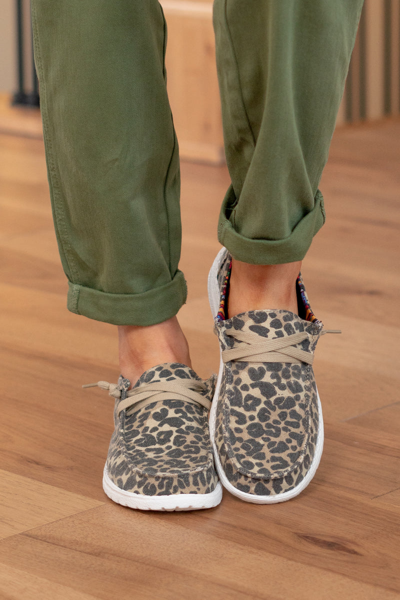 Holly Leopard Print Boat Shoes - Tan