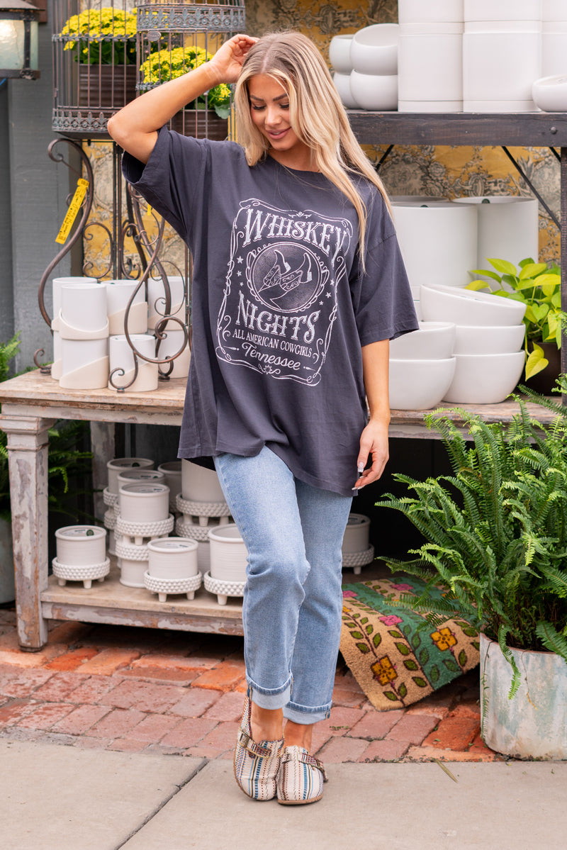 Whiskey Nights American Cowgirl Graphic Tee
