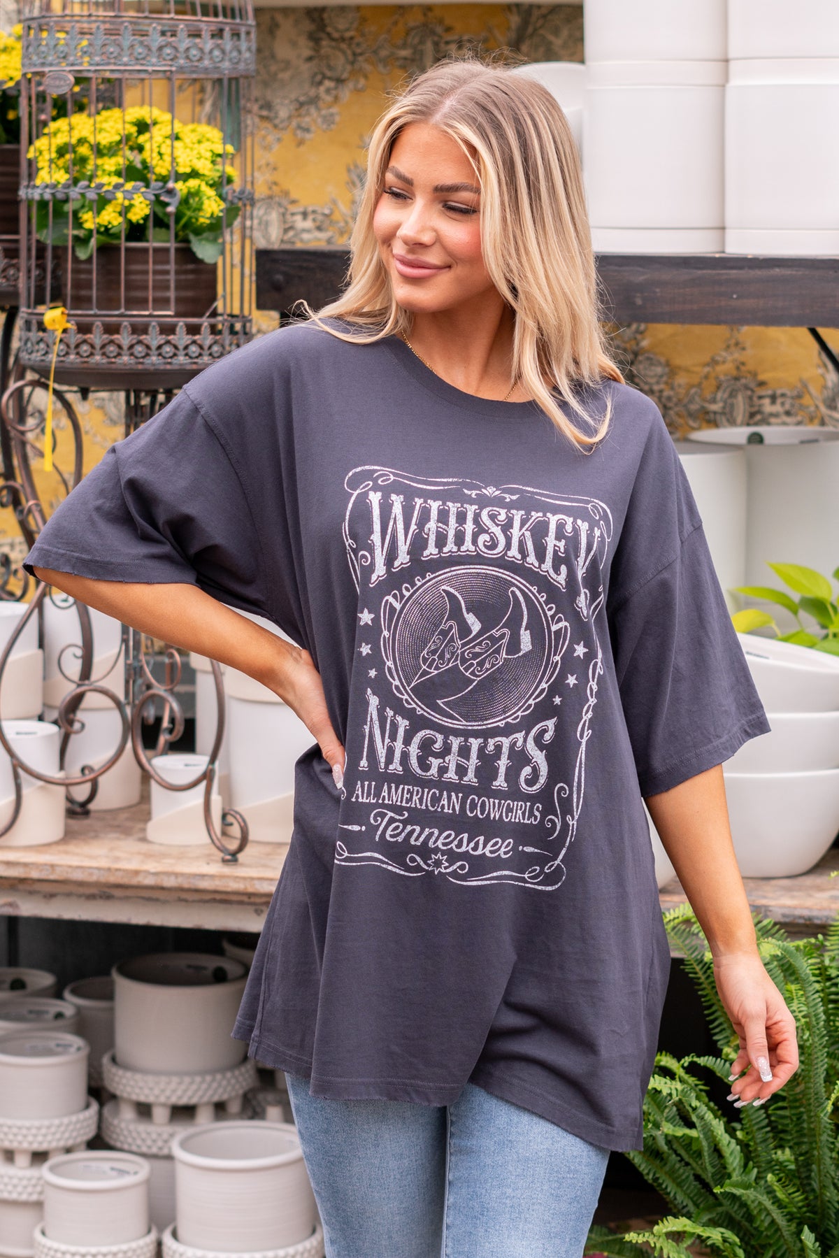Whiskey Nights American Cowgirl Graphic Tee